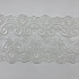 1 Yard Corded Double Sided Lace Trimming Embroidered on 100% Polyester Net Mesh 6.5? Wide