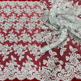 1 Yard Corded Bridal Lace Fabric Embroidered Elegant Mesh Dress 51" Width