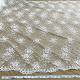 1 Yard Ivory Floral Lace Fabric Embroidered Polyester Net Mesh 52 Inch Width