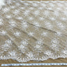 1 Yard Ivory Floral Lace Fabric Embroidered Polyester Net Mesh 52 Inch Width