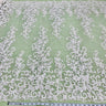 1 Yard Ivory Beaded & Corded Bridal Fabric Lace Embroidered on Polyester Net Mesh, 51" Width, Elegant Wedding Fabric