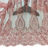 1 Yard Beaded Embroidered Lace Fabric on Polyester Mesh, 51" Wide,