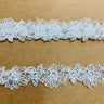 1 Yard Handmade Beaded and Corded Lace Trimming Embroidered on Polyester Net Mesh for Dresses 1.5 Inch Width