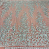 1 Yard Ivory Beaded & Corded Bridal Fabric Lace Embroidered on Polyester Net Mesh, 51" Width, Elegant Wedding Fabric
