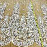 1 Yard Beaded Lace Fabric Embroidered on Polyester Net Mesh 54" Wide, Elegant Bridal & Dressmaking Fabric