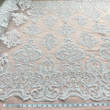 1 Yard Magnificent Gold Corded Bridal Lace Fabric on 100% Polyester Net Mesh 54 inch Width