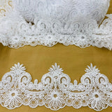 1 Yard Premium Corded Lace Trimming Embroidered Polyester Net Mesh for Gowns 4 Inch Width