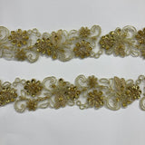 1 Yard Beaded Corded Embroidered Lace Trim 2" Wide 100% Polyester Net Mesh for Bridal & Evening Wear