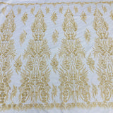 1 Yard Couture Beaded Embroidered Lace 52? Wide Luxury Polyester Net Mesh for Gowns & Dance Costumes