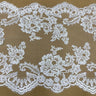 1 Yard Double Sided Floral Lace Trimming Corded 100% Polyester Net Mesh 17.5" Wide