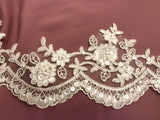 1 Yard Beaded & Corded Floral Lace Trimming 100% Polyester Net Mesh 4? Wide
