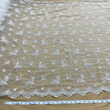 1 Yard Lace Beaded Fabric Fuchsia Polyester Net Mesh with Beads Pearls Sequins, 54 Inches Wide