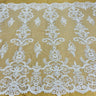 1 Yard Beaded & Corded Bridal Lace Fabric, Embroidered Mesh Net, 51” Wide, Polyester,