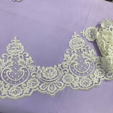 1 Yard Corded Lace Trimming Embroidered on 100% Polyester Net Mesh 8.5? Wide