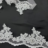 1 Yard Premium Beaded & Corded Lace Trimming on Polyester Net Mesh for Wedding Gowns