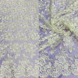 1 Yard Corded Bridal Lace Fabric Embroidered Elegant Mesh Dress 51" Width