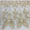 1 Yard Radiant Gold Beaded Lace Fabric Embroidered on Polyester Net Mesh 52 inch Width