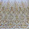 1 Yard Beaded Lace with Sequins & Pearls 52? Wide Embroidered Polyester Net Mesh for Bridal & Formal Gowns