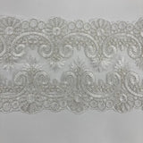 1 Yard Corded Double Sided Lace Trimming Embroidered on 100% Polyester Net Mesh 6.5? Wide