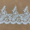 1 Yard Beaded & Corded Lace Trimming Embroidered on 100% Polyester Net Mesh 8? Wide