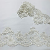 1 Yard Beaded Floral Lace Trim 6" Wide Embroidered on 100% Polyester Net Mesh