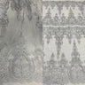 1 Yard White Corded Bridal Lace Fabric Embroidered on Polyester Net Mesh 52 inch Width