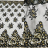 1 Yard Glamorous Black and Gold Beaded Sequined Lace Fabric on Polyester Net Mesh 52 inch Width