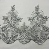 1 Yard Elegant Corded Lace Trimming Embroidered on 100% Polyester Net Mesh for Bridal and Evening Dresses 8 Inch Width