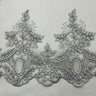 1 Yard Elegant Corded Lace Trimming Embroidered on 100% Polyester Net Mesh for Bridal and Evening Dresses 8 Inch Width