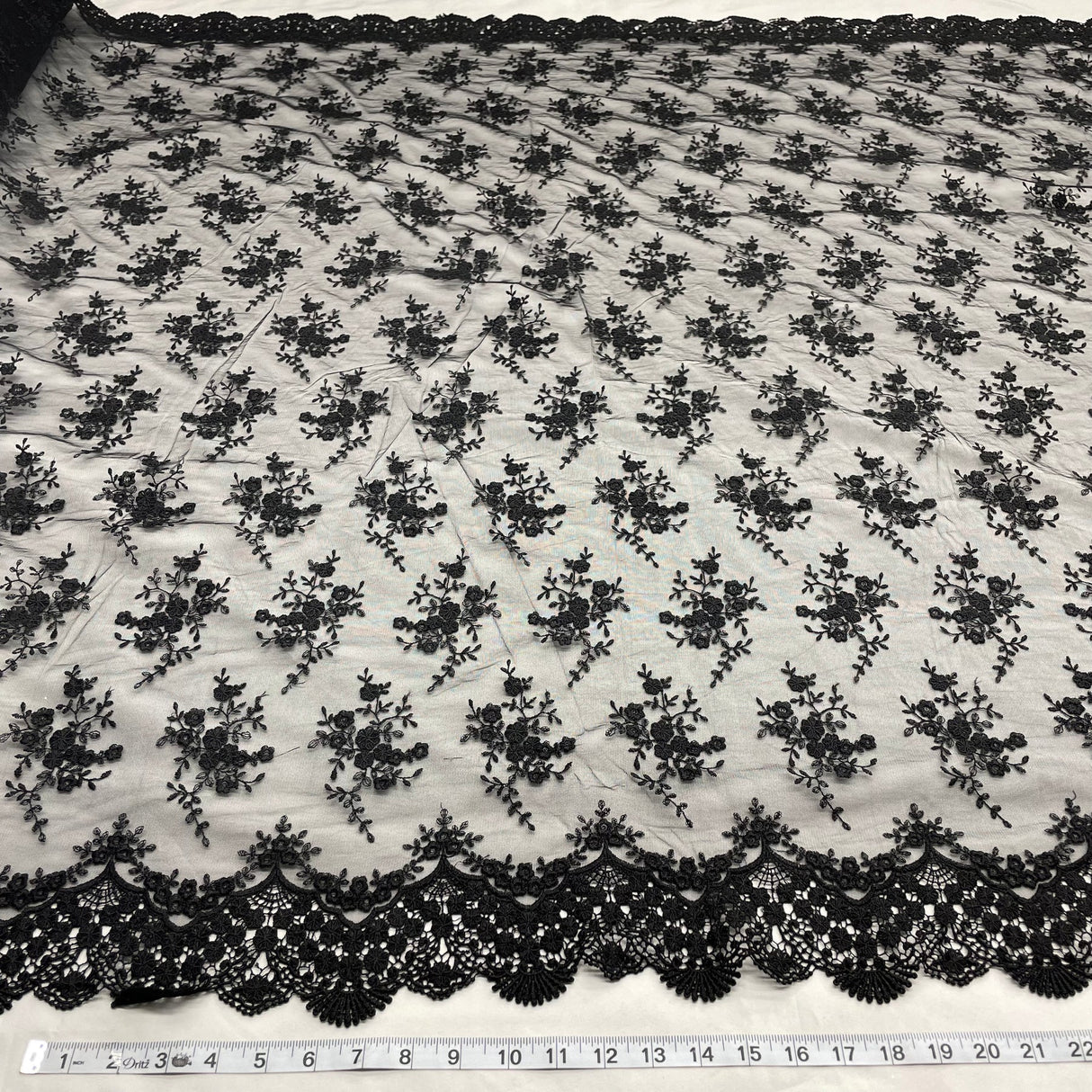 1 Yard Embroidered Lace Fabric Floral Elegant Net Mesh Wedding Dress 54" Width