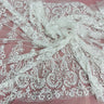 1 Yard Luxurious Beaded Lace Fabric Embroidered on Polyester Net Mesh 52" Wide, Elegant Formalwear Material