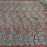 1 Yard Gold Beaded Corded Bridal Lace Fabric on Polyester Mesh, 53" Wide, Embroidered Luxury Fabrication