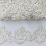 1 Yard Elegant Corded Lace Trimming Embroidered Polyester Net Mesh for Bridal Dresses 4 Inch Width