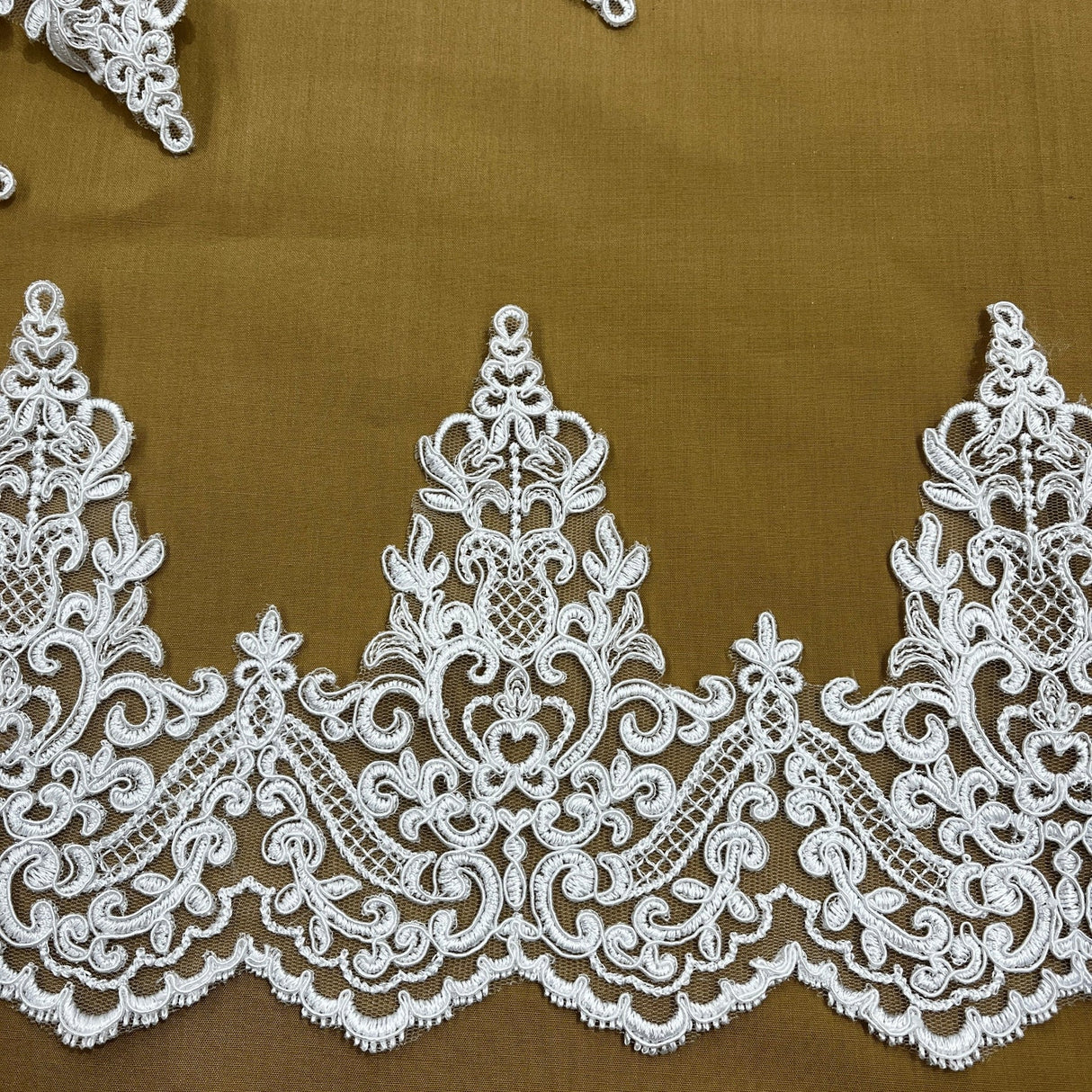 1 Yard Elegant Corded Floral Lace Trimming Embroidered on 100% Polyester Net Mesh for Wedding and Evening Dresses 6 Inch Width