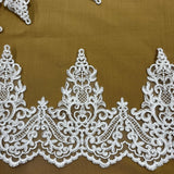 1 Yard Elegant Corded Floral Lace Trimming Embroidered on 100% Polyester Net Mesh for Wedding and Evening Dresses 6 Inch Width