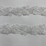 1 Yard Elegant Beaded & Corded Lace Trimming Embroidered on 100% Polyester Organza for Special Occasion Dresses 2 Inch Width