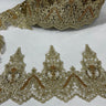 1 Yard Embroidered on 100% Polyester Organza 6? Wide Beaded & Corded Lace Trimming