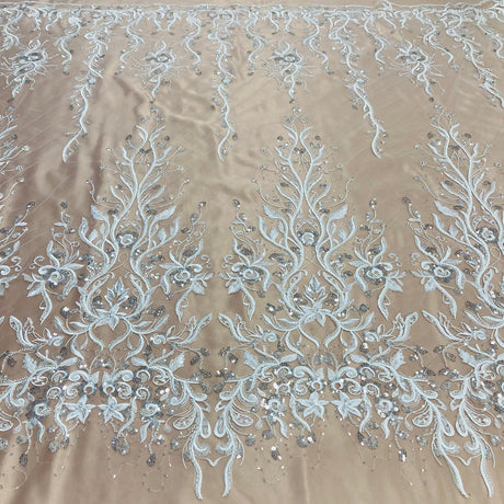 1 Yard Radiant Gold Beaded Lace Fabric Embroidered on 100% Polyester Net Mesh 52 inch Width