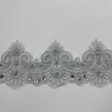 1 Yard Luxurious Beaded and Corded Lace Trimming Embroidered on Polyester Net Mesh for Special Occasions 4 Inch Width