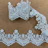 1 Yard Beaded & Corded Embroidered Lace Trim 3.5" Wide 100% Polyester Net Mesh for Wedding & Special Occasion