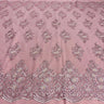 1 Yard Dusty Rose Beaded Corded Lace Fabric with Scallops Embroidered on 100% Poly Metallic 54 Inch Wide