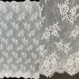 3 Yards Chantilly Eyelash Embroidered Lace 52? Wide French Inspired Polyester Fabric for Bridal & Evening Wear