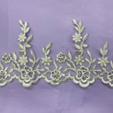 1 Yard Beaded & Corded Embroidered Lace Trim 5.5" Wide 100% Polyester Mesh Net for Bridal & Special Occasion