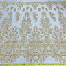 1 Yard Beaded Lace Fabric Embroidered on Polyester Net Mesh, 60" Wide Bridal & Evening Fabric