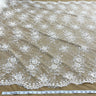 1 Yard Ivory Floral Lace Fabric Embroidered Polyester Net Mesh 52 Inch Width