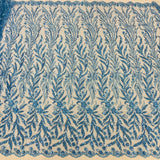 1 Yard Pink Beaded Lace Fabric Embroidered on Polyester Net Mesh 50 inch Width