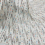 1 Yard White Hand Sequined Chiffon Fabric Soft Lightweight Percent Polyester 48 Inch Width