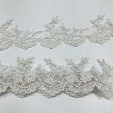 1 Yard Beaded Corded Lace Trimming on Net Mesh for Bridal Dresses 3.25 Inch Width