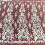 1 Yard Couture Beaded Embroidered Lace 52? Wide Luxury Polyester Net Mesh for Gowns & Dance Costumes