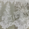 1 Yard Gold Beaded Sequined Lace Fabric Embroidered on Polyester Net Mesh 50 inch Width